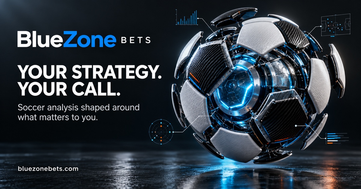 BlueZone Bets: Your strategy. Your call. Soccer analysis shaped around what matters to you.